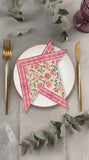 Hand Block Print Cotton Table Napkin (Pink jaal)