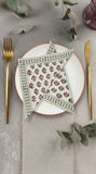 Hand Block Print Cotton Table Napkin (Pink Grey Buti)