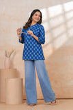 BLOCKS OF INDIA Cotton Hand Printed Short Kurti for Women Short Blue Gad Buti