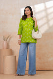 BLOCKS OF INDIA Cotton Hand Printed Short Kurti for Women Short FLOROSCENT GREEN