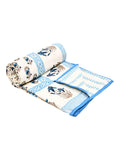 Hand Block Printed Cotton Single Size Reversible Malmal Dohar for Summer (Blue Grey Buti)