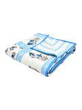 Hand Block Printed Cotton Single Size Reversible Malmal Dohar for Summer (Blue Grey Buti)