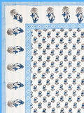 Hand Block Printed Cotton Single Size Reversible Malmal Dohar for Summer (Blue Grey Buti)