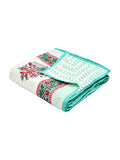 Hand Block Printed Cotton Single Size Reversible Malmal Dohar for Summer (Green PInk Gamla)