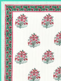 Hand Block Printed Cotton Single Size Reversible Malmal Dohar for Summer (Green PInk Gamla)