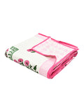 Hand Block Printed Cotton Single Size Reversible Malmal Dohar for Summer (Pink Green Buti)