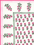 Hand Block Printed Cotton Single Size Reversible Malmal Dohar for Summer (Pink Green Buti)