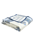 Hand Block Printed Cotton Summer Single Size Reversible Printed Malmal Dohar Blue Lily Line