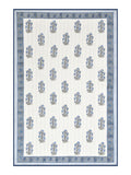 Hand Block Printed Cotton Summer Single Size Reversible Printed Malmal Dohar Blue Lily Line