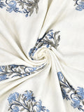 Hand Block Printed Cotton Summer Single Size Reversible Printed Malmal Dohar Blue Lily Line
