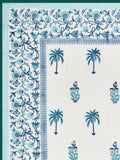 Hand Block Printed Cotton Summer Single Size Reversible Printed Malmal Dohar Turq Tree