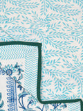 Hand Block Printed Cotton Summer Single Size Reversible Printed Malmal Dohar Turq Tree