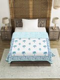 Hand Block Printed Cotton Summer Single Size Reversible Printed Malmal Dohar Turq Tree