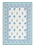 Hand Block Printed Cotton Summer Single Size Reversible Printed Malmal Dohar Turq Tree