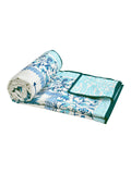Hand Block Printed Cotton Summer Single Size Reversible Printed Malmal Dohar Turq Tree