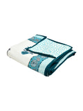 Hand Block Printed Cotton Single Size Reversible Malmal Dohar for Summer (Turq Buta Tree)