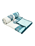 Hand Block Printed Cotton Single Size Reversible Malmal Dohar for Summer (Turq Buta Tree)
