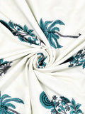 Hand Block Printed Cotton Single Size Reversible Malmal Dohar for Summer (Turq Buta Tree)
