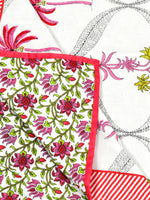 BLOCKS OF INDIA Hand Block Printed Cotton Summer Single Size Reversible Printed Malmal Dohar Pink Tree