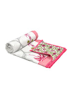 BLOCKS OF INDIA Hand Block Printed Cotton Summer Single Size Reversible Printed Malmal Dohar Pink Tree