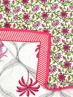 BLOCKS OF INDIA Hand Block Printed Cotton Summer Single Size Reversible Printed Malmal Dohar Pink Tree