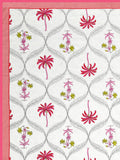 BLOCKS OF INDIA Hand Block Printed Cotton Summer Single Size Reversible Printed Malmal Dohar Pink Tree