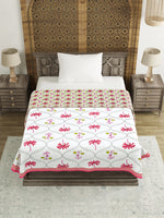 BLOCKS OF INDIA Hand Block Printed Cotton Summer Single Size Reversible Printed Malmal Dohar Pink Tree