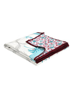 BLOCKS OF INDIA Hand Block Printed Cotton Summer Single Size Reversible Printed Malmal Dohar Turq Tree