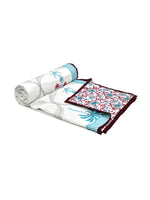 BLOCKS OF INDIA Hand Block Printed Cotton Summer Single Size Reversible Printed Malmal Dohar Turq Tree