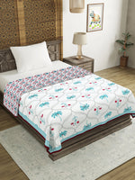 BLOCKS OF INDIA Hand Block Printed Cotton Summer Single Size Reversible Printed Malmal Dohar Turq Tree