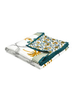 BLOCKS OF INDIA Hand Block Printed Cotton Summer Single Size Reversible Printed Malmal Dohar Yellow Tree