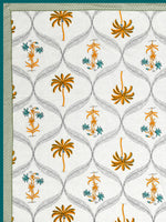 BLOCKS OF INDIA Hand Block Printed Cotton Summer Single Size Reversible Printed Malmal Dohar Yellow Tree