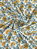 BLOCKS OF INDIA Hand Block Printed Cotton Summer Single Size Reversible Printed Malmal Dohar Yellow Tree