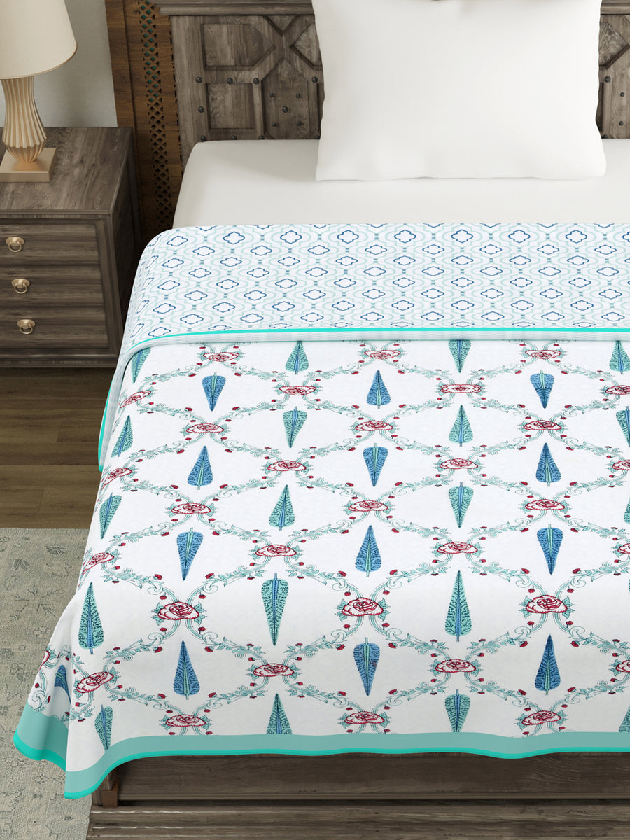 BLOCKS OF INDIA Hand Block Printed Cotton Summer Single Size Reversibl ...