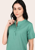 BLOCKS OF INDIA Cotton Solid Color Top for Women - Green