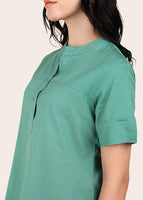 BLOCKS OF INDIA Cotton Solid Color Top for Women - Green