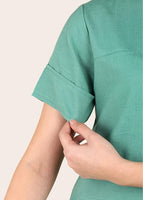 BLOCKS OF INDIA Cotton Solid Color Top for Women - Green