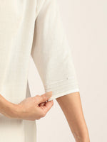 BLOCKS OF INDIA Women solid Kurta With Trouser (White)