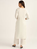 BLOCKS OF INDIA Women solid Kurta With Trouser (White)