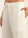 BLOCKS OF INDIA Women solid Kurta With Trouser (White)