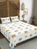 Hand Block Printed Cotton Super King Size Bedsheet(270x 270) (GREY UMBRELLA)