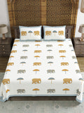 Hand Block Printed Cotton Super King Size Bedsheet(270x 270) (GREY UMBRELLA)