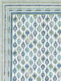 Hand Block Printed Cotton Super King Size Bedsheet(270x 270) (Blue Grey Run)
