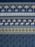 Hand Block Printed Cotton Super King Size Bedsheet(270x 270) (Blue Ele)