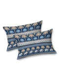 Hand Block Printed Cotton Super King Size Bedsheet(270x 270) (Blue Ele)