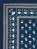 Hand Block Printed Cotton Super King Size Bedsheet(270x 270) (Blue flower)