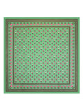 Hand Block Printed Cotton Super King Size Bedsheet(270x 270) (Green Flower)