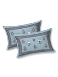 Hand Block Printed Cotton Super King Size Bedsheet(270x 270) (Grey Flower)
