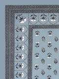 Hand Block Printed Cotton Super King Size Bedsheet(270x 270) (Grey Flower)