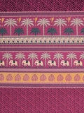 Hand Block Printed Cotton Super King Size Bedsheet(270x 270) (Maroon Ele)